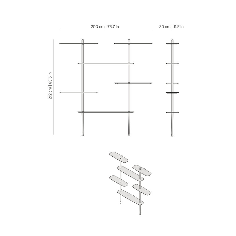 Étagère en bois massif l 78,7 po Axis, Noir