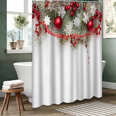 Red Waterproof Shower Curtain, Shower Curtains for Bathroom with 12 Hooks