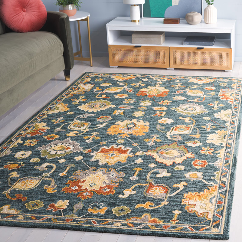 Tapis oriental en coton touffeté à la main gris foncé / rouge Metro, Rectangle 5 pi x 8 pi