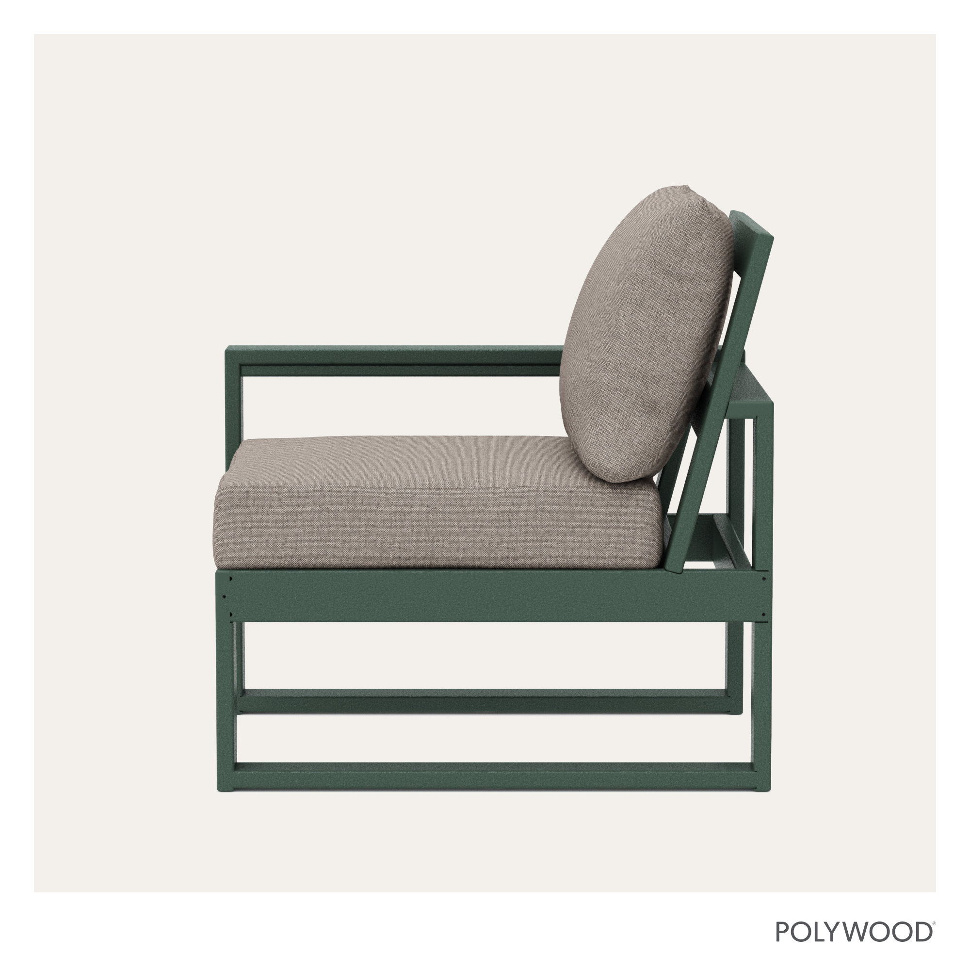 POLYWOOD Outdoor Lounge Chair, Green, Weathered Tweed