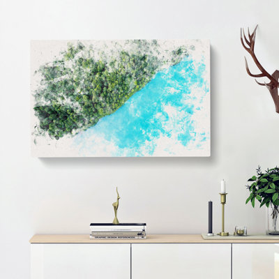 Lake Brienz in Switzerland Watercolour - Wrapped Canvas