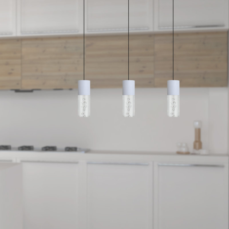 Rathi 3 - Light Kitchen Island Pendant, White, 7" H x 2" W x 2" D