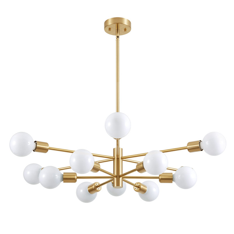 Lustre linéaire spoutnik moderne à 12 lumières Lilwenn, Doré