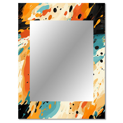 Hasad Multicolor Feather Fury - Abstract Decorative Wall Mirror, Modern Mirror, Printed Metal Art