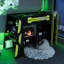 - Lit mezzanine simple conçu avec éclairage, bureau et rangement, sous la zone pour le divertissement de la console, option de travail et de jeu tout-en-un en bois, tablettes, travail conçu, espace de jeu-130762687-130762689