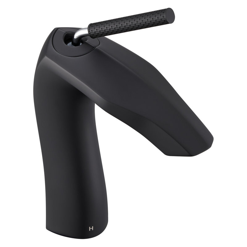 Contemporary Matte Black Lavatory Basin Faucet, Single Hole, Brass, Drip- Cartridge Modern Hole Mount, Ceramic Disk,