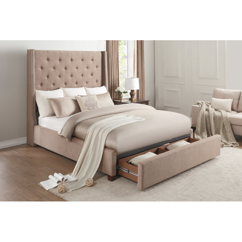Landreneau Upholstered Platform Bed, Brown, Full