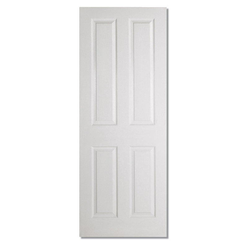 Textured 4P Primed White Internal Door, 198.1 cm H x 83.8 cm W x 3.5 cm D
