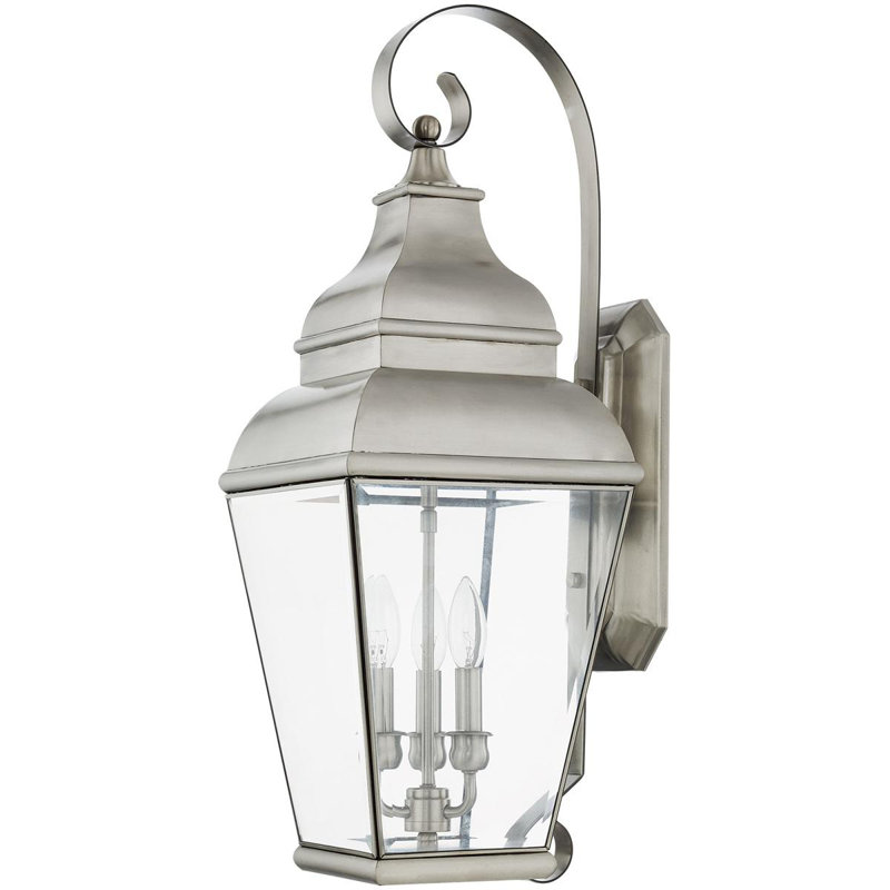 Lanterne murale d'extérieur 10 po en nickel brossé 3 lumières