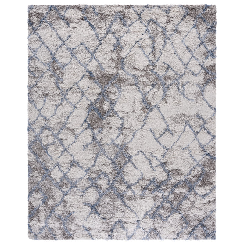 Castiglione Abstract Ivory/Blue Area Rug, Rectangle 8' x 10'