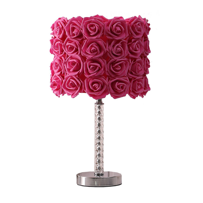 Mickus 18.25" Table Lamp, Clear, Pink Rose