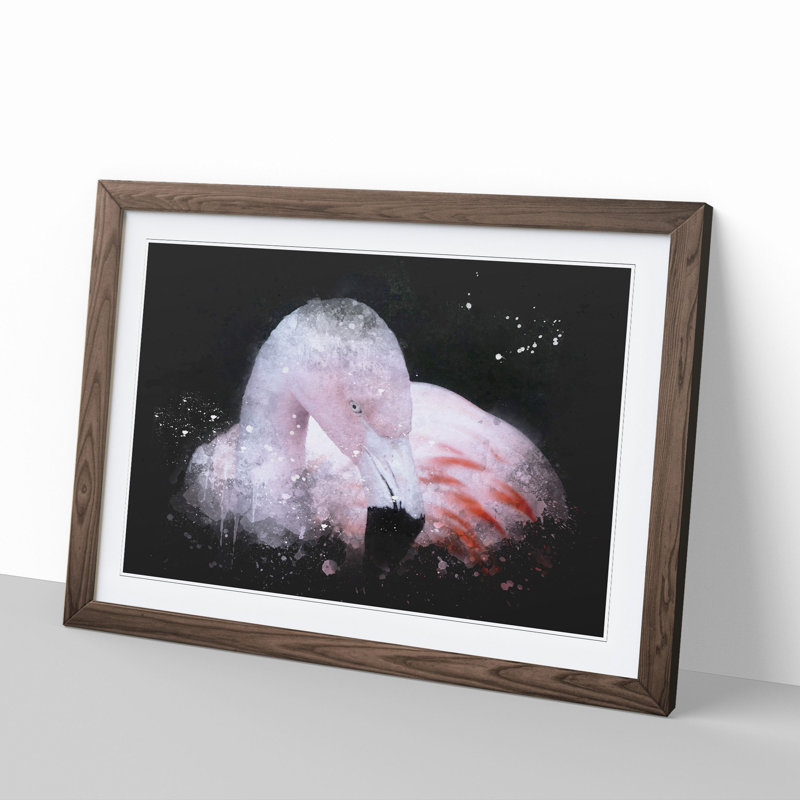 Pink Flamingo Vol.1 - Picture Frame Graphic Art, Walnut Framed, 48cm H x 65cm W x 2cm D