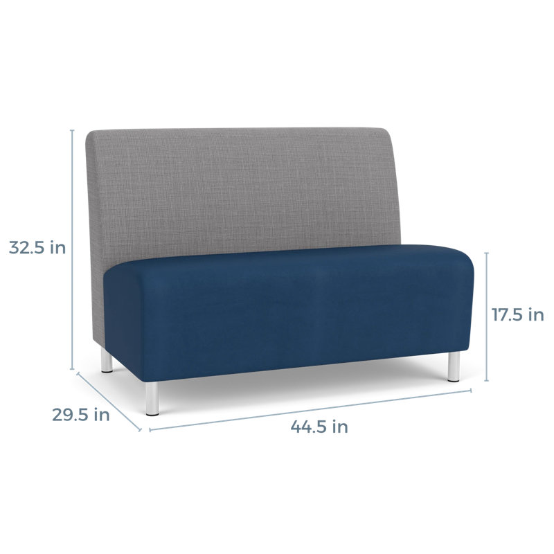 Causeuse sans accoudoirs Ravenna, Acier brossé, Chambray gris / Patriot Plus Blue Ridge