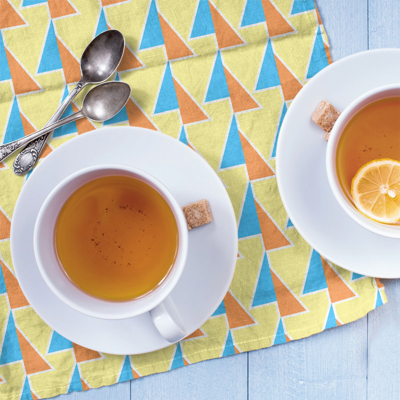 Torchon à flèches, Orange/bleu/jaune, Croisé en coton