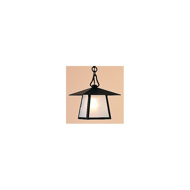 Mannford Outdoor Hanging Lantern, Hillcrest, Mission Brown, Frosted
