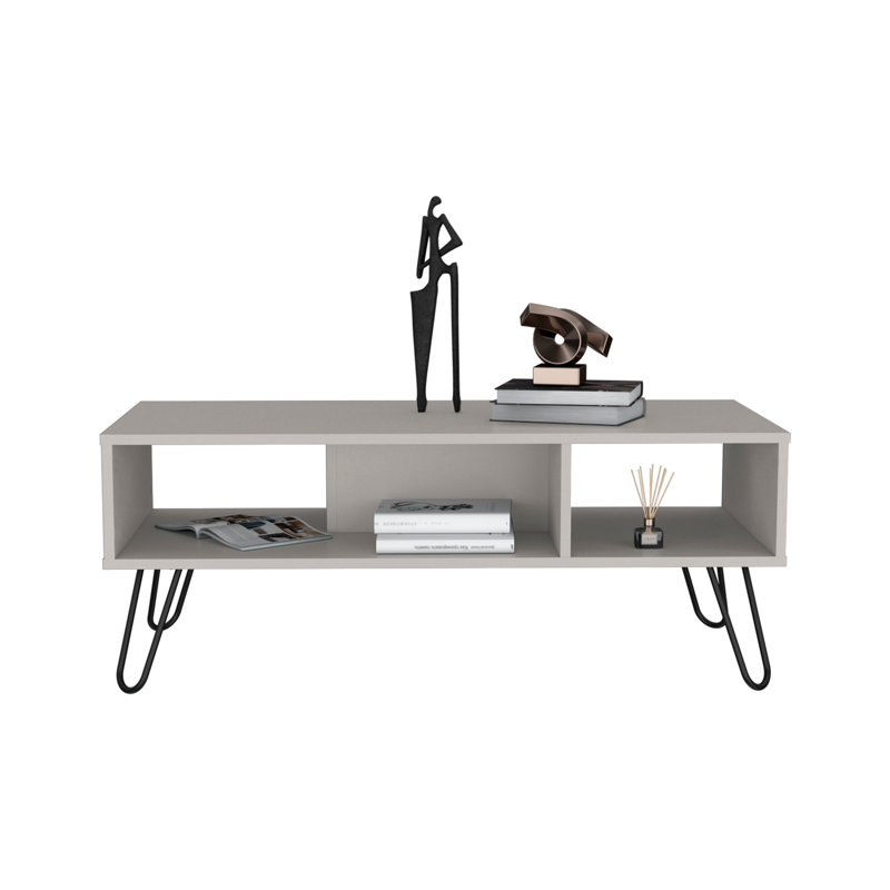 Vassel Coffee Table, Hairpin Legs, Two Shelves