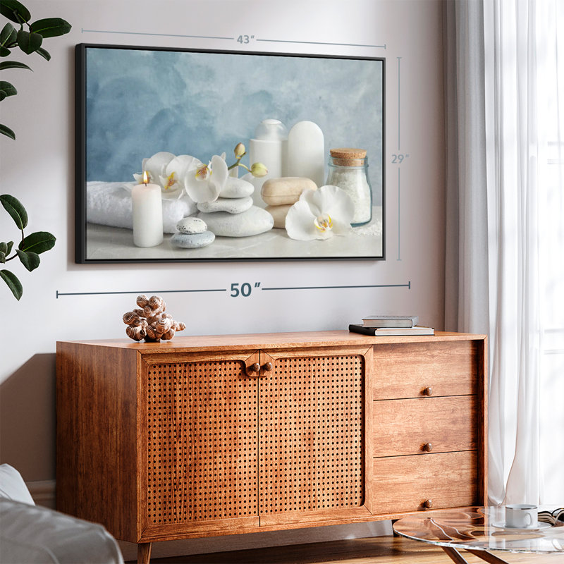 White Spa Essentials Canvas Print, 29" H x 43" W