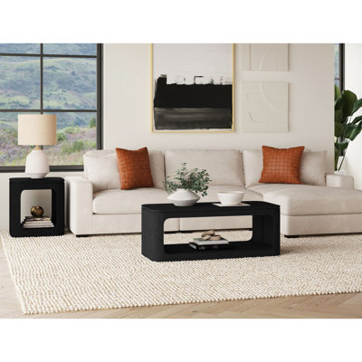Stebbins 2PC Occasional Table Set In Black-Coffee Table & End Table