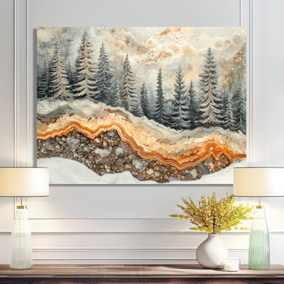 «Pine Tree Forest Into A Crystal Winter Landscape - Agate», reproduction sur toile