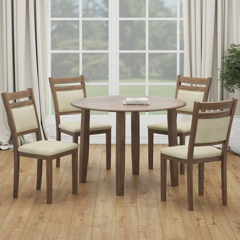 Ensemble de salle à manger 5 pièces - Table à abattants avec chaise, Brun
