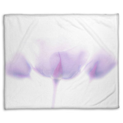 Coral Fleece Blanket, Three Lavender Roses by Hal Halli