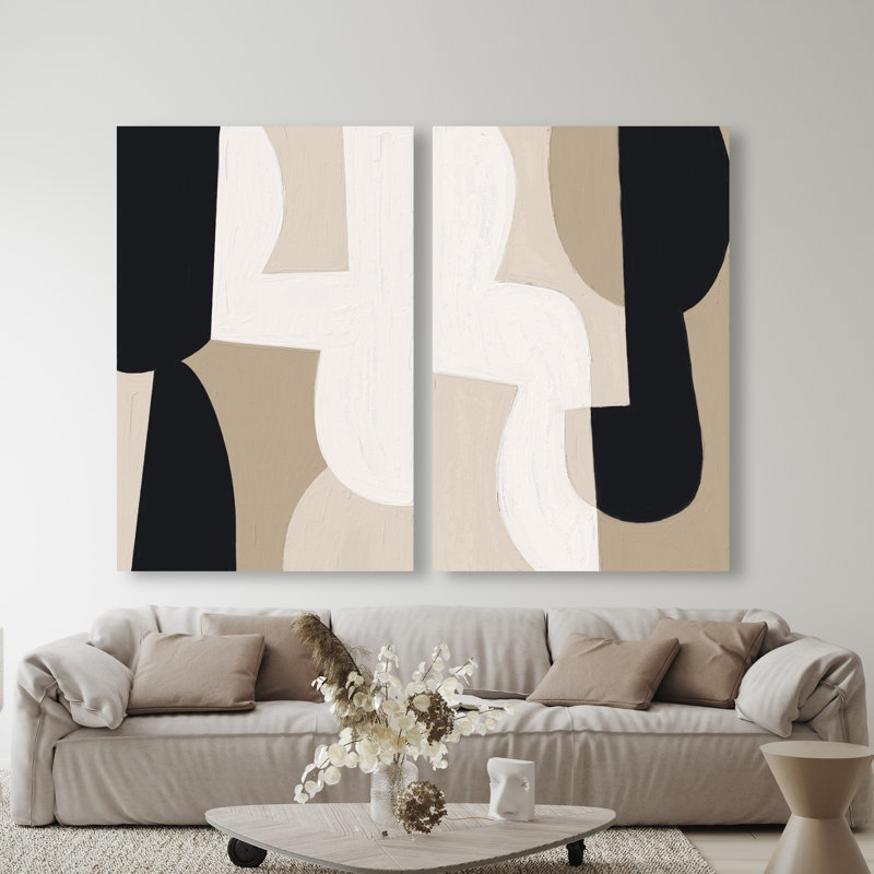 El Modernista Set Abstract Canvas Print by Oliver Gal, Black Frame, 10 x 15, 36"H x 54"W, Gallery Wrapped