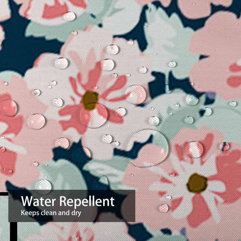 Rideau de douche à pois rétro avec 12 petites fleurs, L 72 po x l 72 po