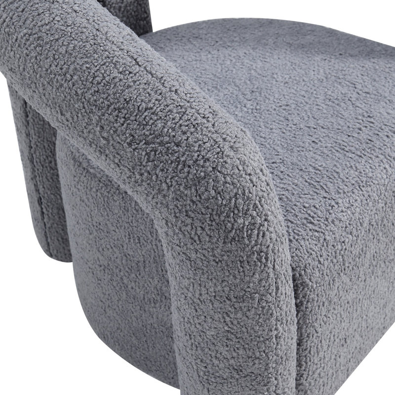 Fauteuil demi-tonneau gris Darian, Boucle gris