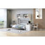 Grand lit escamotable mural avec bureau, tablettes de rangement et grands armoires, blanc