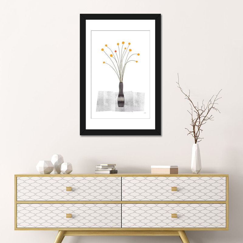 «Flowers III», impression sur toile, H 24 po x l 16 po x P 1 po, Papier d'art encadré noir, Blanc