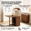 Mid-Century Solid Wood Folding Dining Set, Walnut Table With 4 Self-Storing Chairs, Casters And 2 Drawers-761492876