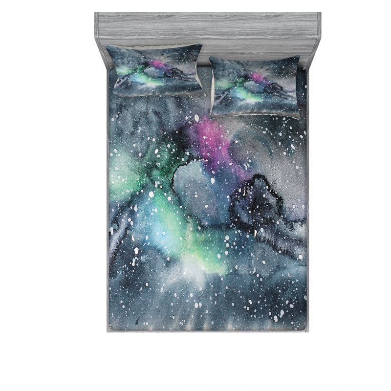 Microfiber Abstract Sheet Set, Full/Double Sheet Set with Fitted Sheet