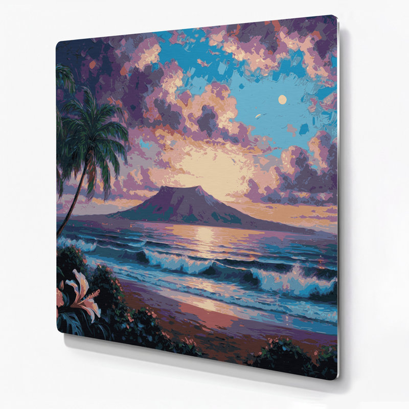 Cities Hawaii Grey Metal Wall Art, 8" H x 8" W