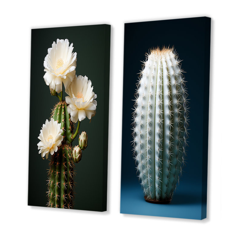 «Cactus Ivory Isolation - Cactus», ensemble de 2 reproductions d'art sur toile, Toile tendue, H 32 po x l 33 po