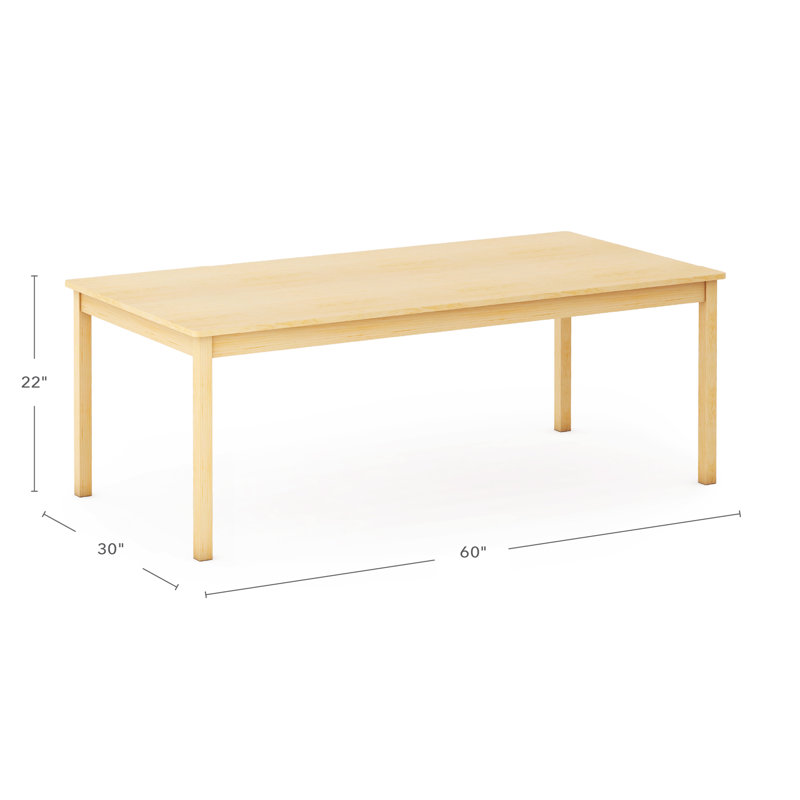 EdQ Classroom Table 30 x 60 with 22" legs, 22" H x 60" L x 30" W