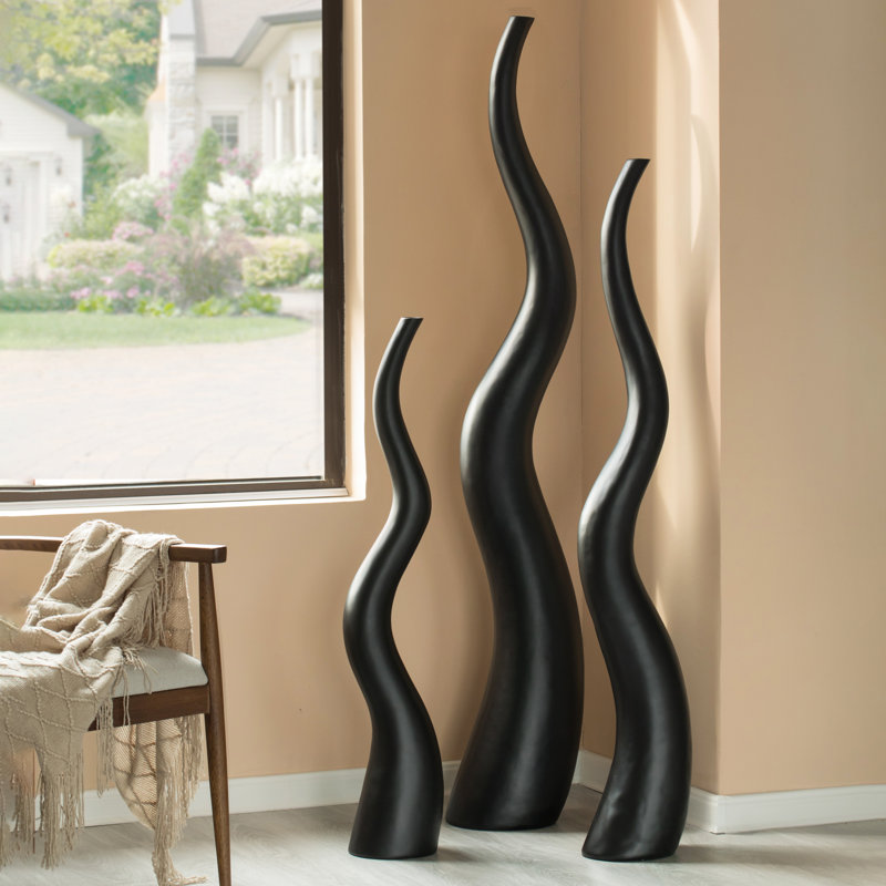 Ceramic Floor Vase, 39.5" H x 6.25" W x 6.25" D, Black