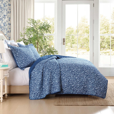 Laura Ashley Stripe Perfection Cotton Reversible Quilt Set