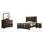 Ensemble de chambre à coucher pour grand lit 4 pièces Fema, tête de lit à panneau à facettes verticales, brun-118445311