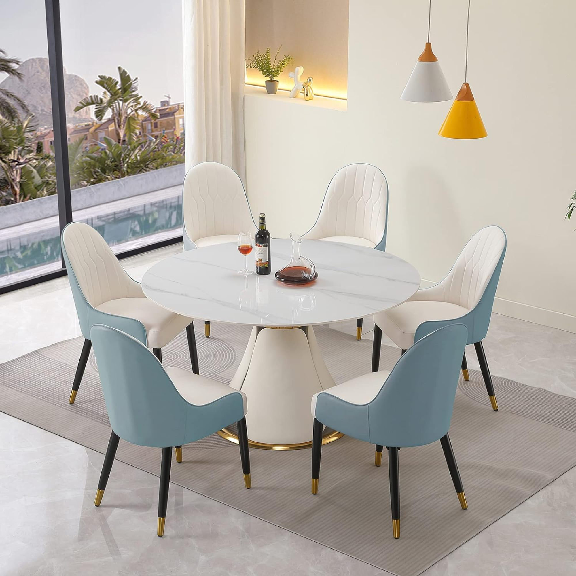 Table Ronde Moderne antfurniture Table de salle à manger ronde moderne de 53 pouces avec ...
