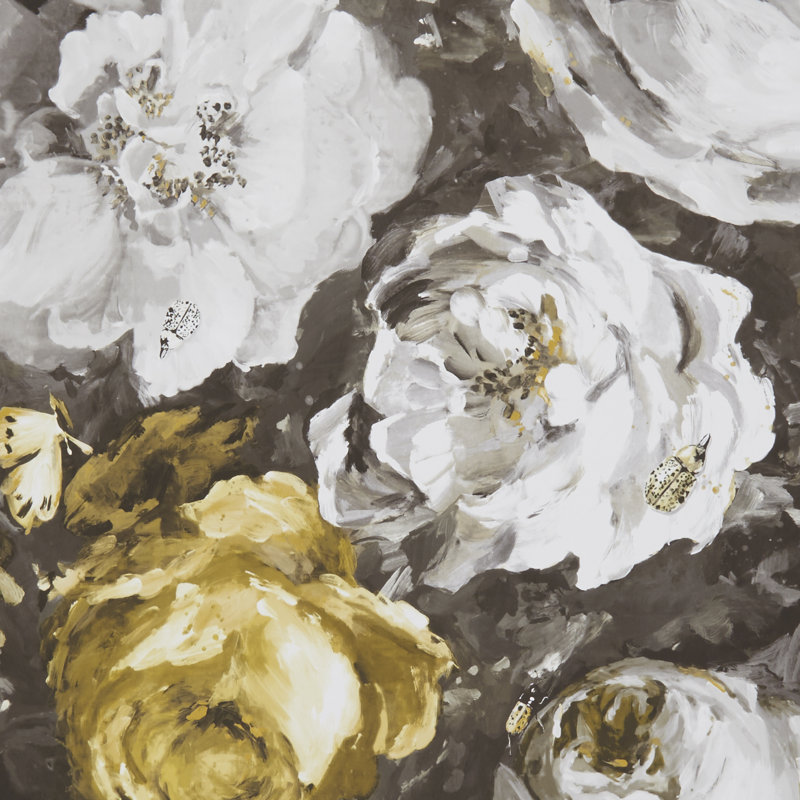 Floretta 10.05m x 52cm Satin Wallpaper Roll, Antique/Charcoal