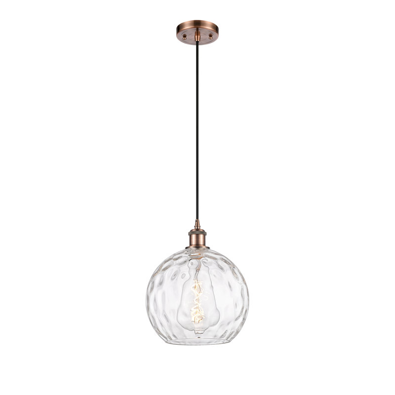 Luminaire suspendu sphère 1 lumière Roxane, H 13 po x l 10 po x P 10 po, DEL, Cuivre antique