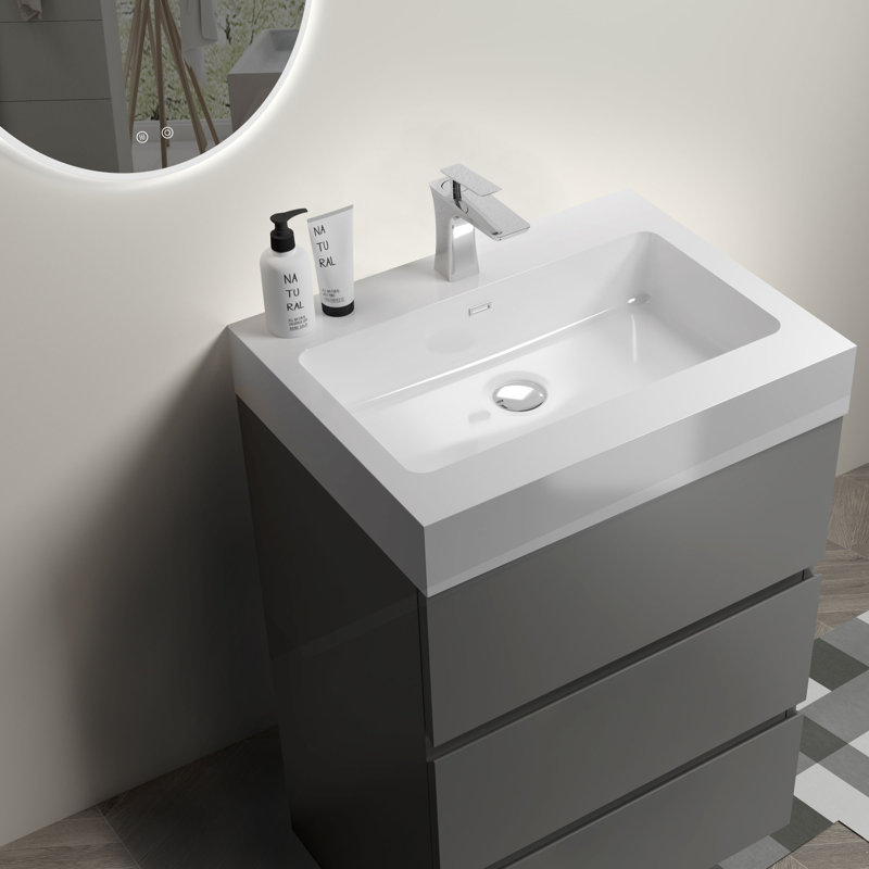 24'' Single Bathroom Vanity with Plastic Top