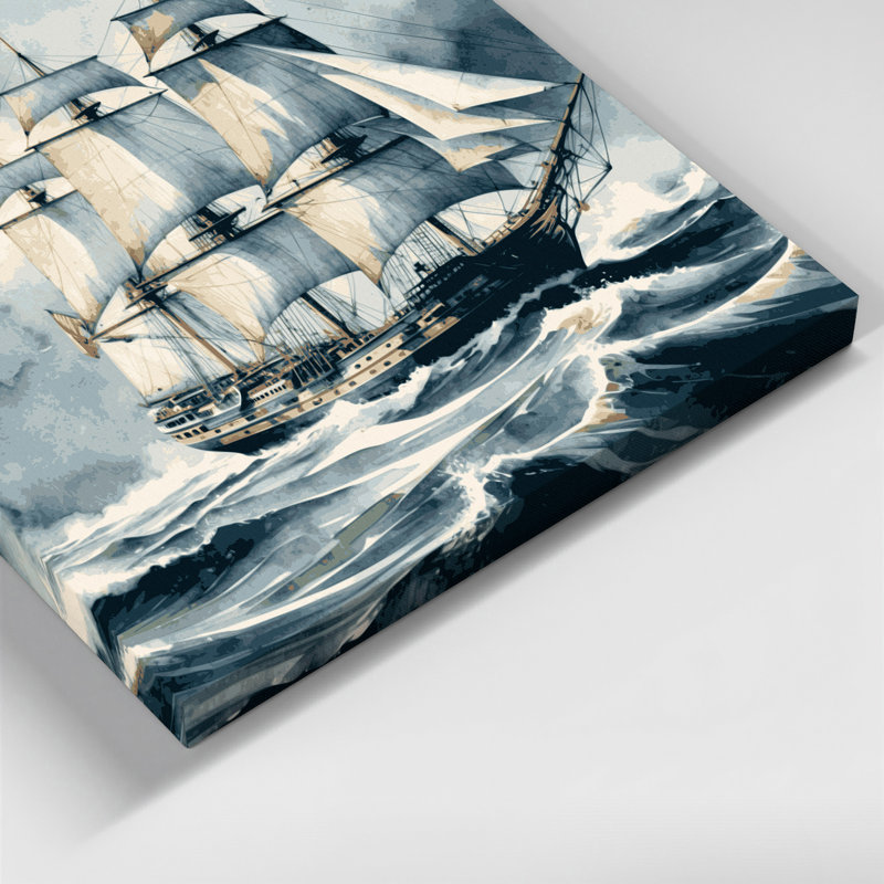 Nautique, grands voiliers, art mural sur toile brune, H 32 po x l 32 po