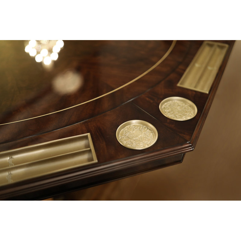 Large Dark Transitional Expandable Dining & Gaming Table With Perimeter Leaves and Leaf Storage Cabinets