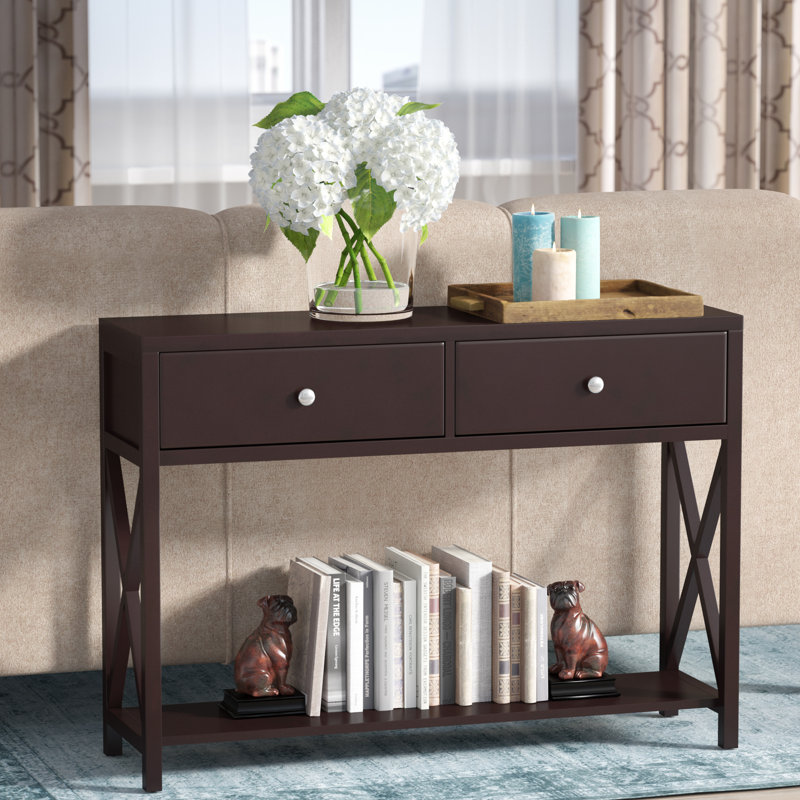 Console Sofa Entryway Table with Storage Shelf & Drawers