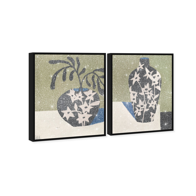 Noir Vase Set Set by Oliver Gal, 50"H x 42"W, Black Floater Frame