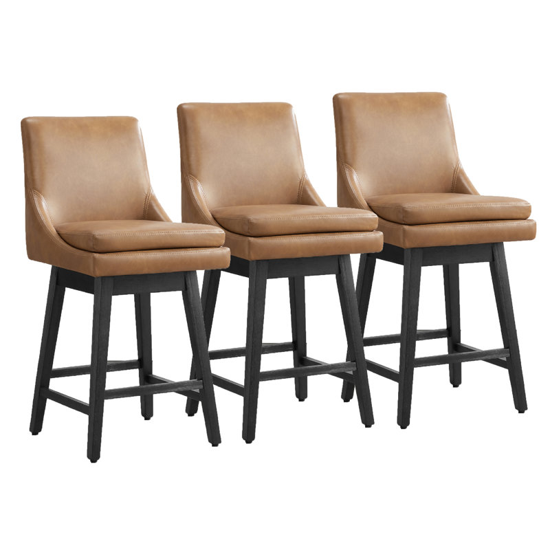Tabouret de comptoir pivotant Aleksy, Brun cognac