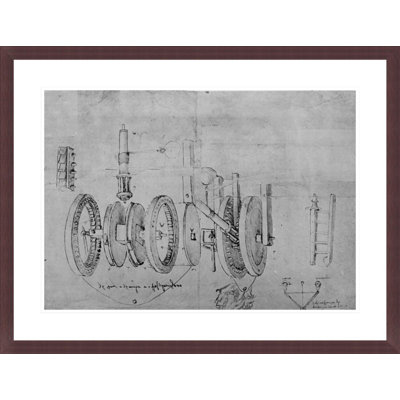 Studies of Toothed Gears and a Hygometer fol. 8v-b from the Codex Atlanticus by Leonardo da Vinci -Framed Giclee Print