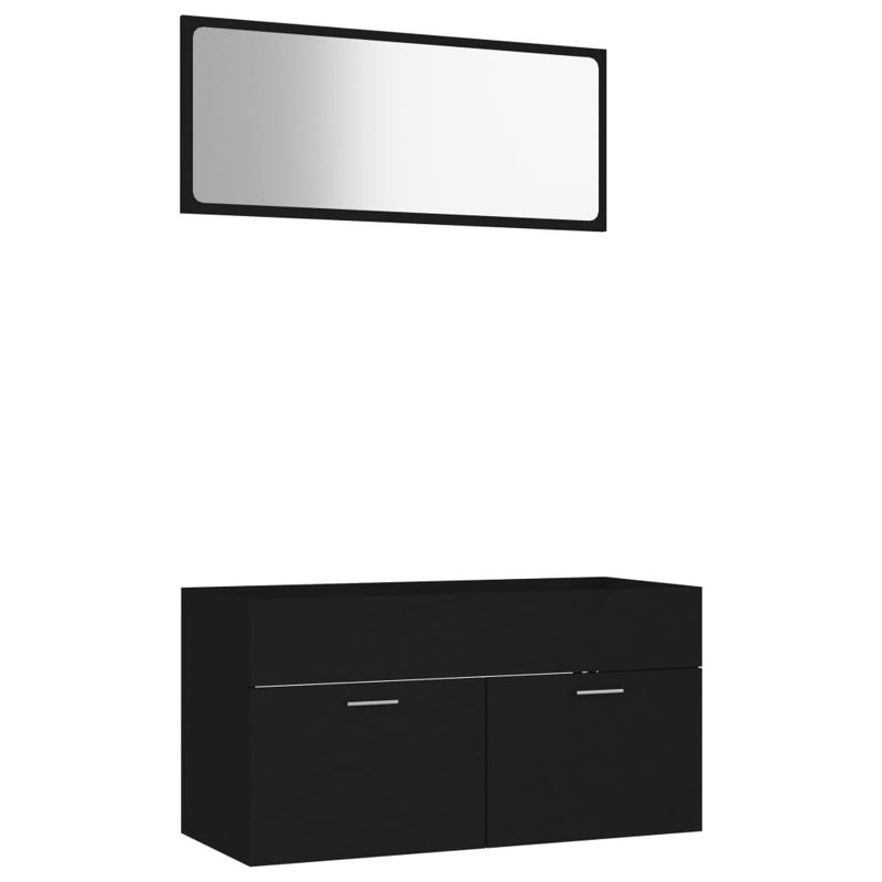 Cummine Vanity & Mirror Set, Black