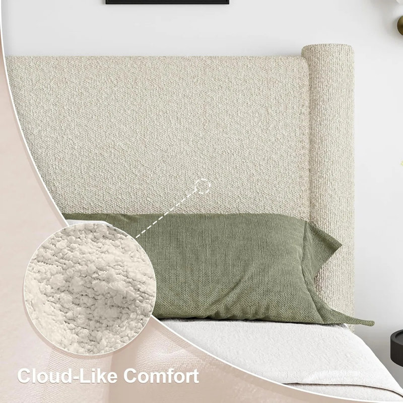 Ensemble de chambre à coucher avec lit 3 pièces Boucle, Crème, Twin